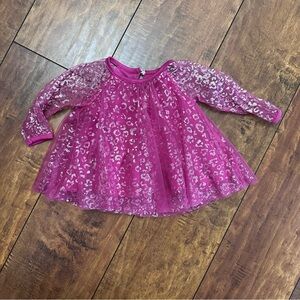 Pink tulle with silver leopard print dress / shirt 6-9 months